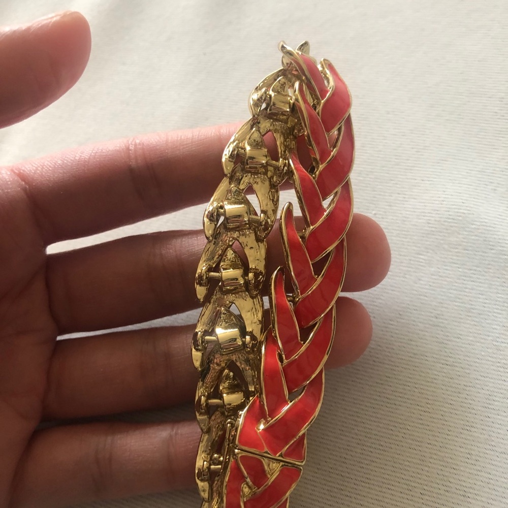 Orange and Gold Braided Bracelet - Picture 4 of 4
